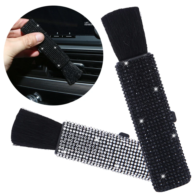 

Universal Retractable Cleaning Detailling Soft Brush Car Dashboard Air Conditioner Dust Removal Brush Rhinestone Car Accessories