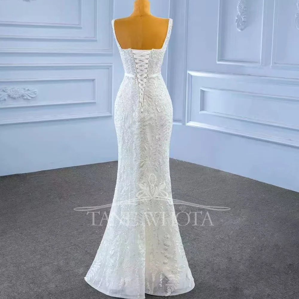 Luxury White Wedding Dress 2026 Spaghetti Straps Lace-Up Back Detachable Train Embroidery Beading Customized Robe Mariée