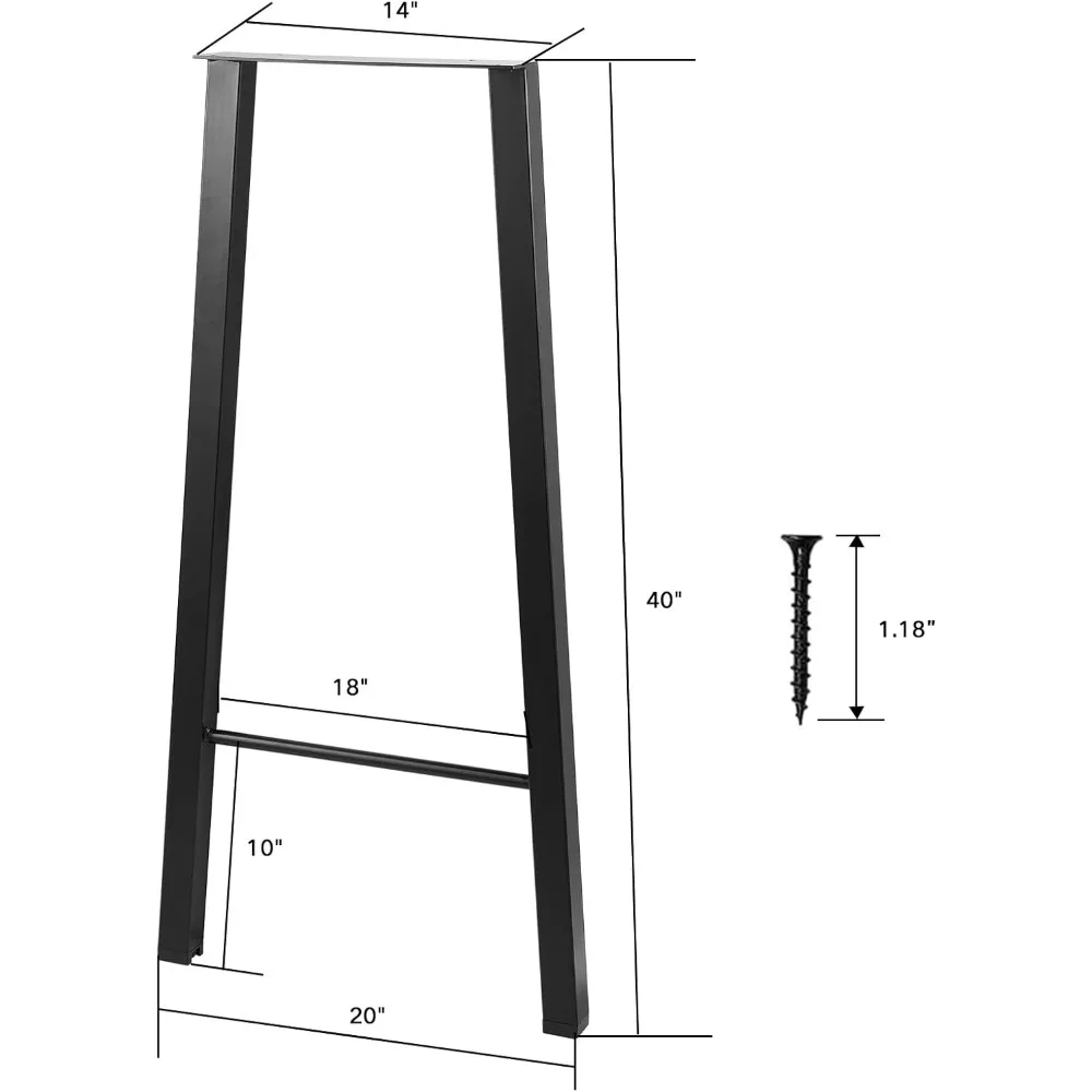 Bar Table Legs 40 Inch Metal Dining Table Legs Heavy Duty Metal Desk Legs Coffee Table Legs, Black, Set of 2
