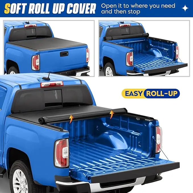High Quality Aluminum  Soft Roll up Truck Bed Tonneau Cover Compatible with 2015-2024 2025 F150 F250 F350