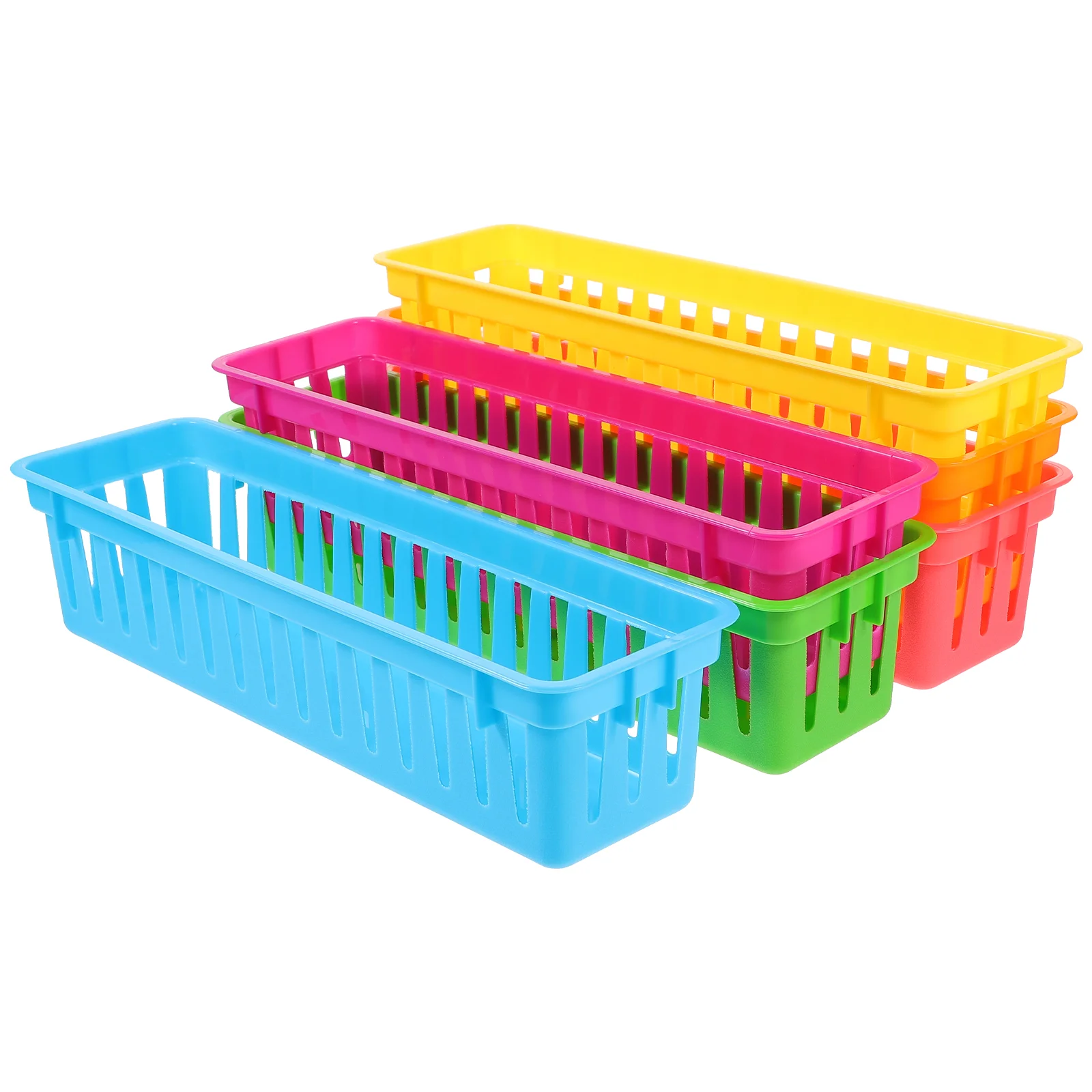Imagem -02 - Plastic Desk Pencil Holder Colorido Papelaria Cesta Armazenamento Gaveta Cestas para Bandeja Recipiente Aula Suprimentos Pcs