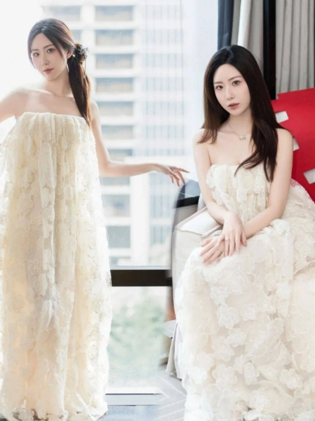 

Retro Lace Hollow out Bustier Wedding Dress Girl's Morning Robe Photography Costume Stage Costume Polyester Fabric Online Exc...