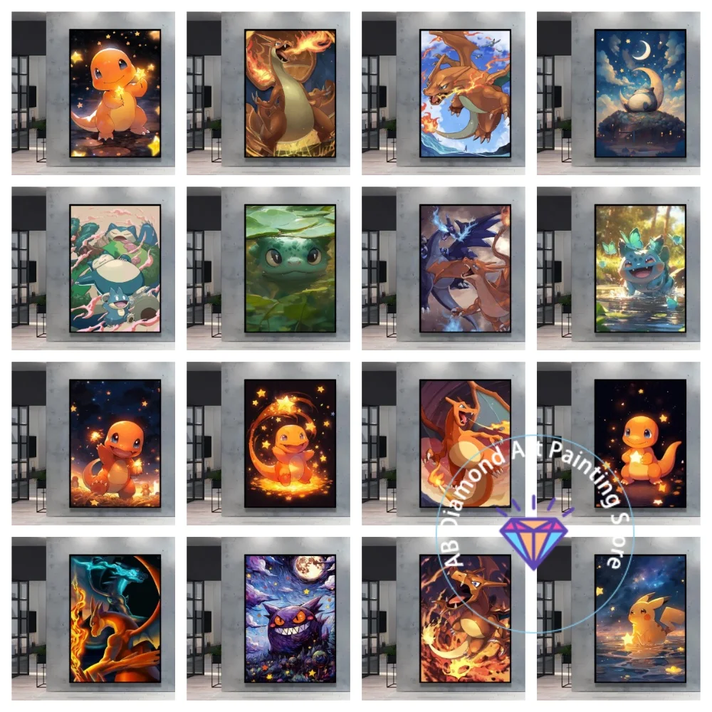 

Cool Pokemon Charizard Anime Character Square Round AB Diamond Painting Kit 5D DIY Handmade Art Gift Crafts Home Decor Gift