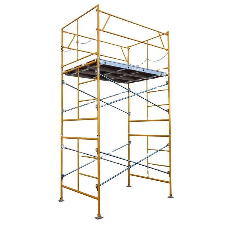 Scaffalature mobili per scale da costruzione con struttura in alluminio H con scala a gradini con ruote