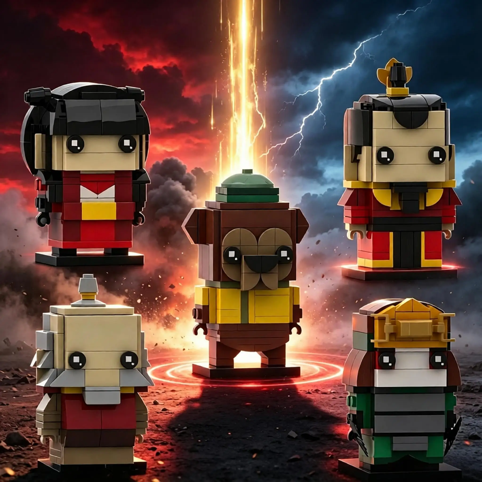 MOC Princess Moon Aozai Movie Skyline Avatar The Last Airbender Master Action Figures Bricks Square Head Creative Toys Gifts
