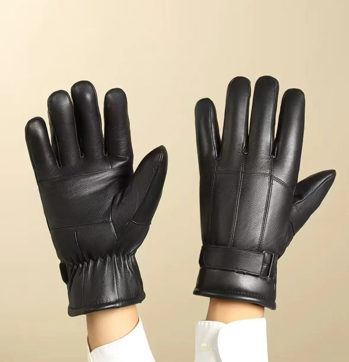 MPPM Hot Sale Men Sheepskin Gloves Genuine Leather Glove for Men Winter Outdoor Warm Fur Thickening Thermal Patchwork Gloves