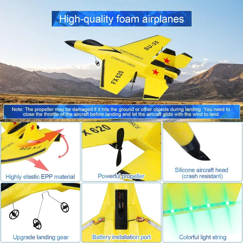 เครื่องบินโฟม RC รุ่น SU35 เครื่องบินบังคับวิทยุ 2.4G พร้อมไฟกลางคืน เครื่องบินรบบังคับวิทยุ ง่ายต่อการบิน เหมาะสำหรับเป็นของขวัญสำหรับเด็กผู้ชาย