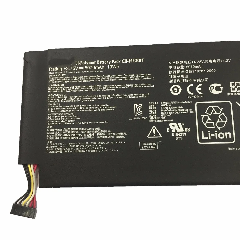 Batería Original de 3,75 V, 19WH, 5070Mah, para ASUS Memo Pad Smart K001, tableta ME301T de 10,1 pulgadas