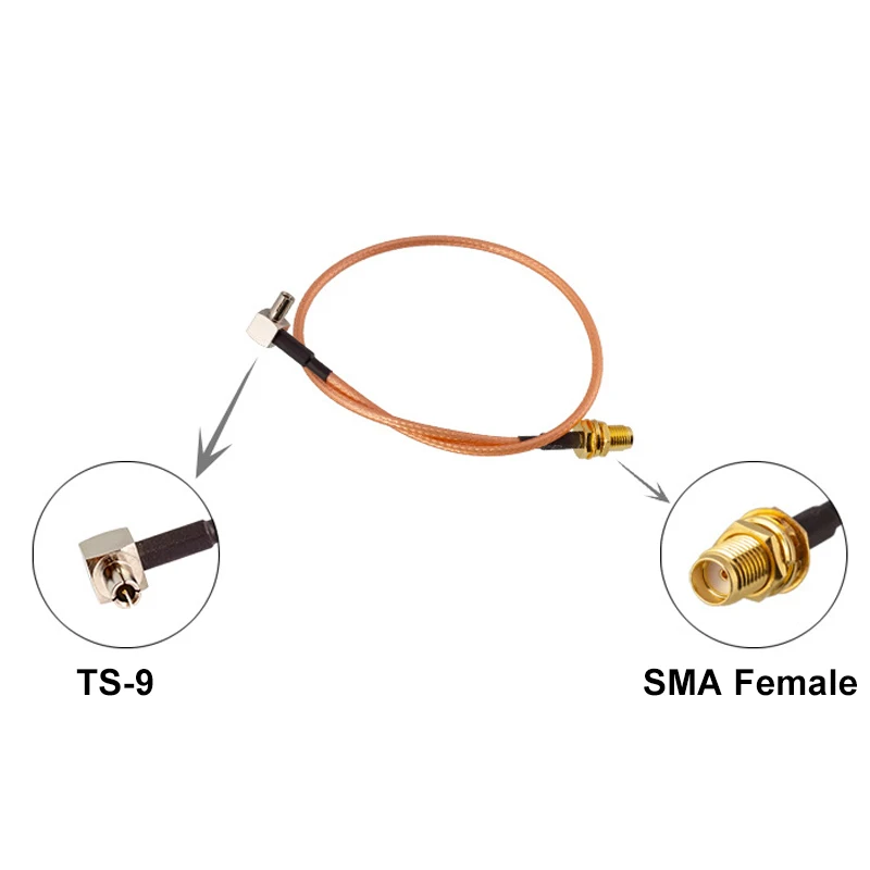 1PC SMA Female Buklhead Jack to TS9 Male TS-9 Right Angle Crimp Connector RF Coaxial Pigtail Jumper Wire for ZTE 4G Wi-Fi Router
