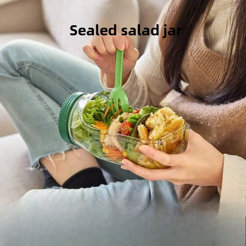 

Portable Plastic Salad Pod Leakproof All in One Salad Container Side Opening Cover Fresh Fruit Storage Box for Meal Prep Picnic