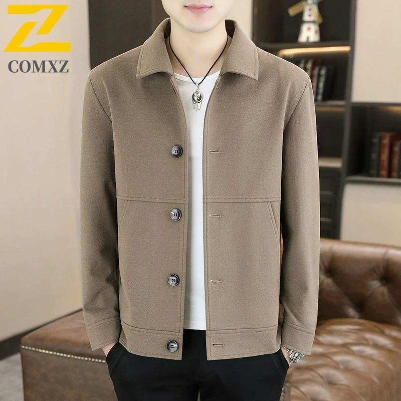 COMXZ Mens Jackets 2025 New Fashion Classic Notch Lapel Outdoor Office Comfort Jacket Adventure Durable Spring Autumn New Coat