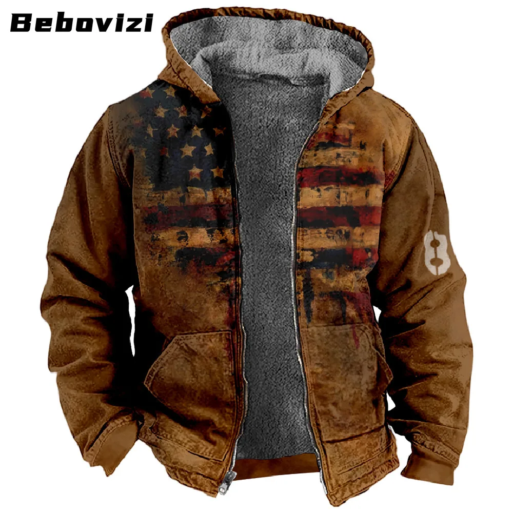 Fashion Winter Men Jackets Casual Fleece Zipper Hooded Jacket Coat Men's Warm Clothing Chaquetas Hombre