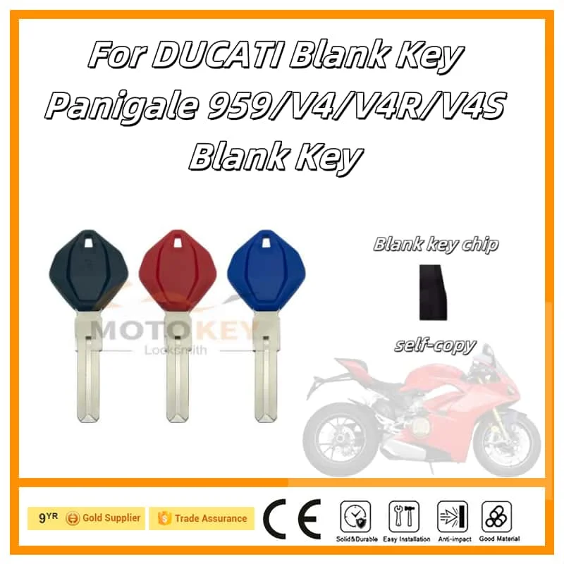 12pcs For DUCATI Blank Key Panigale 959/V4/V4R/V4S Blank Key Motorcycle Replace Uncut Keys can be placed anti-theft chip