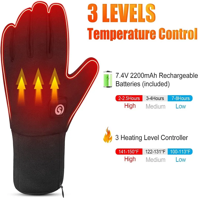 Guantes Térmicos de ciervo de nieve para hombre y mujer, guante de ciclismo con calefacción eléctrica, impermeable, batería recargable, Moto