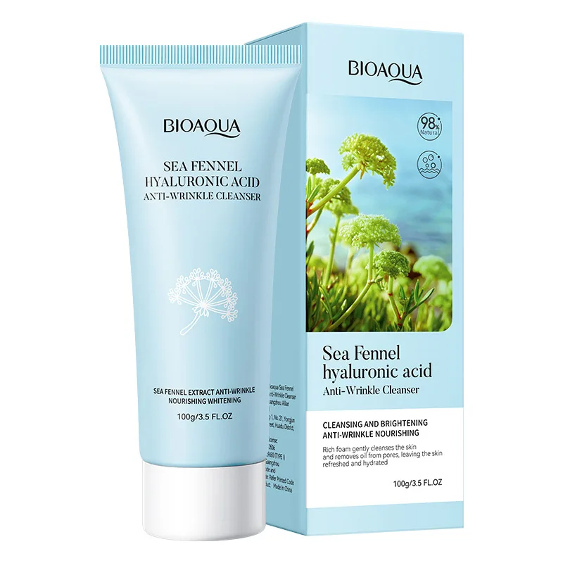 BIOAQUA Sea Fennel Hyaluronic Acid Facial Cleanser skincare Moisturizing Firming Brightening Face Wash Foam Face Cleanser