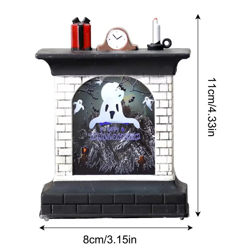 Fireplace Night Lantern Halloween Pattern LED Nightlight Halloween Decorations Table Lamp Decorative Lights For Bedside