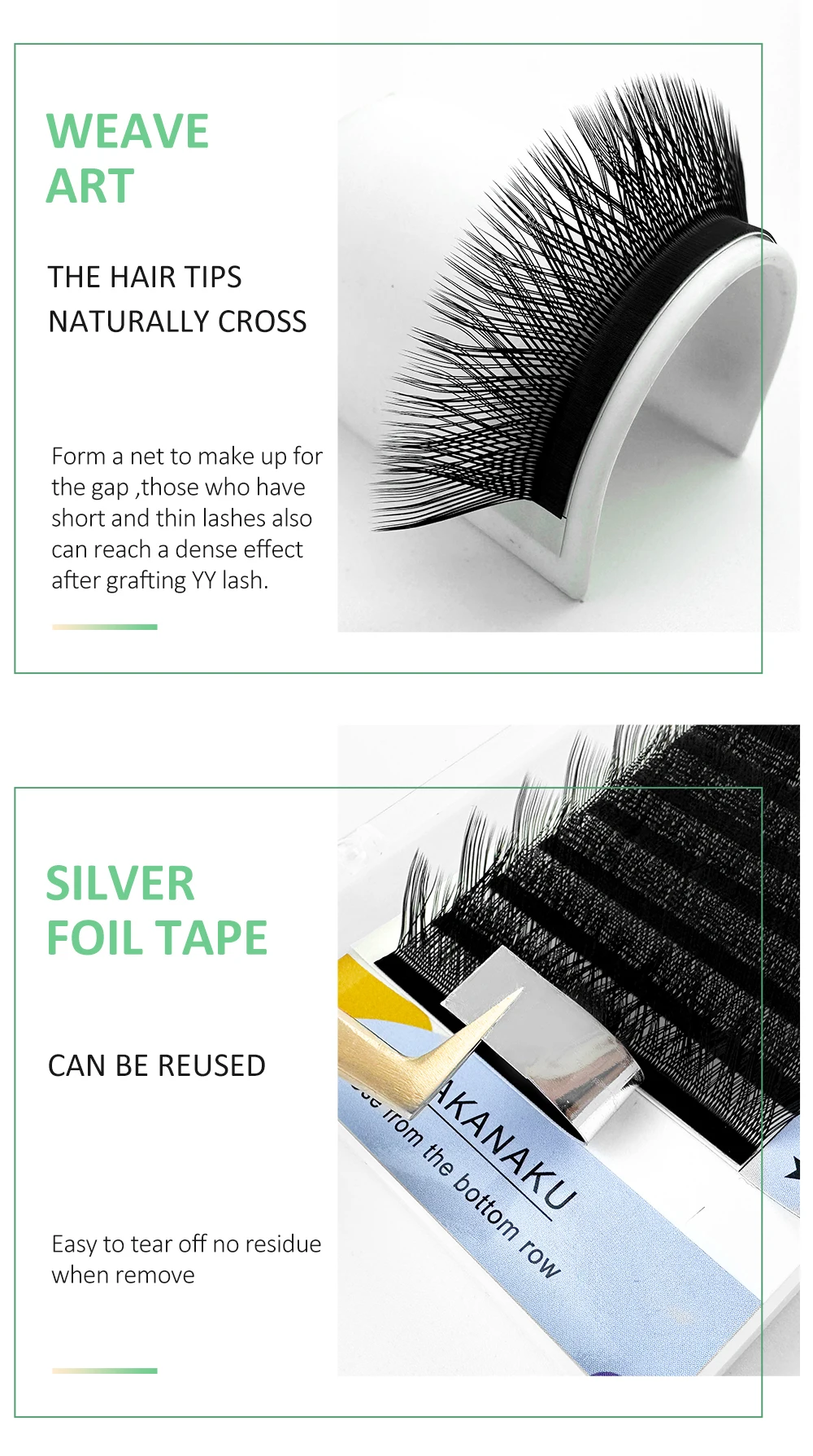 LAKANAKU YY L Shape Volume Lashes Y Eyelashes Extensions Cilia and Brazilian Volume Cashmere Mink Eyelash Extensions Cilios YY