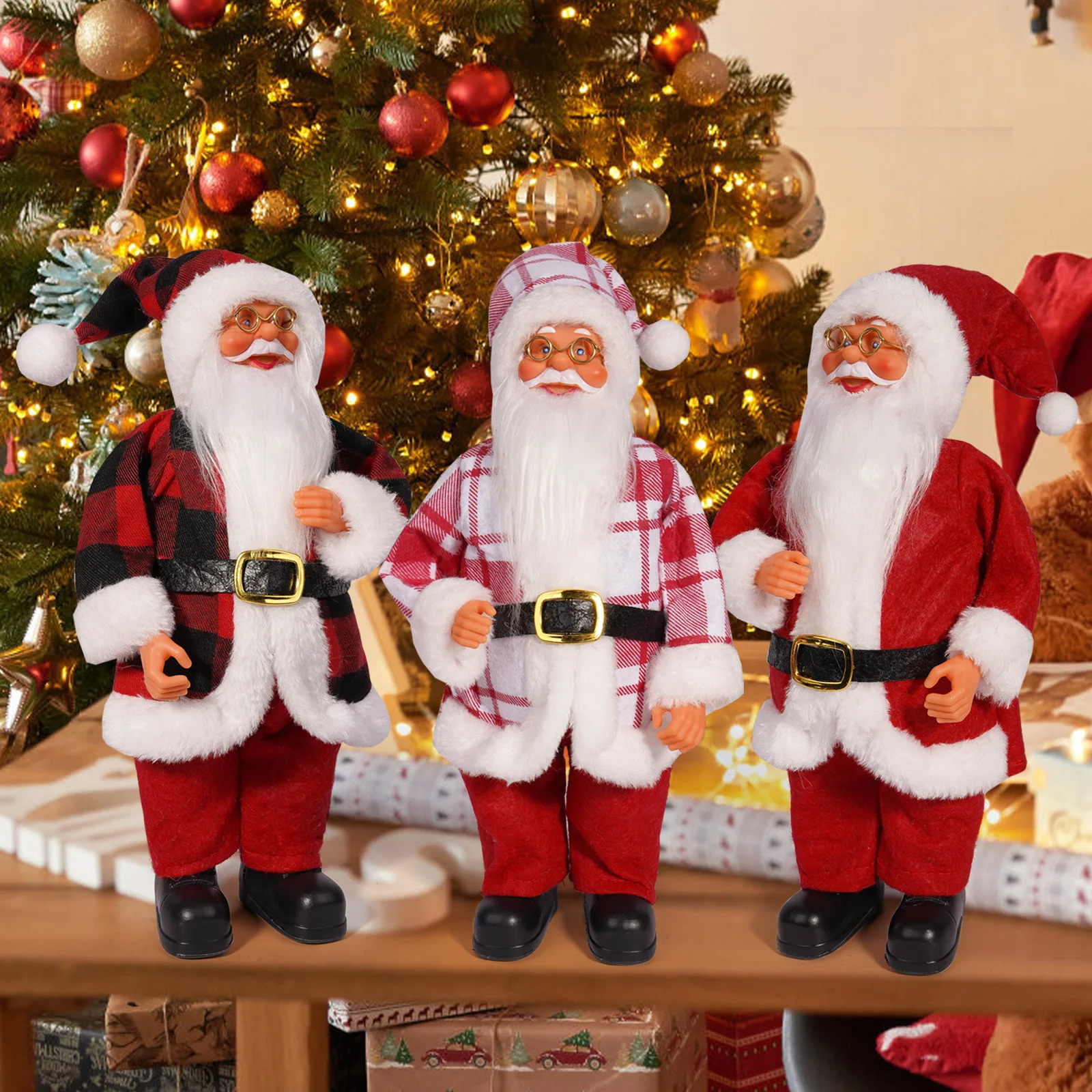 

12inch Santa Claus Figure Merry Christms Gift Doll Noel Natal 2025 Flize Navidad Home Decorative Santa Doll Happy New Year 2026