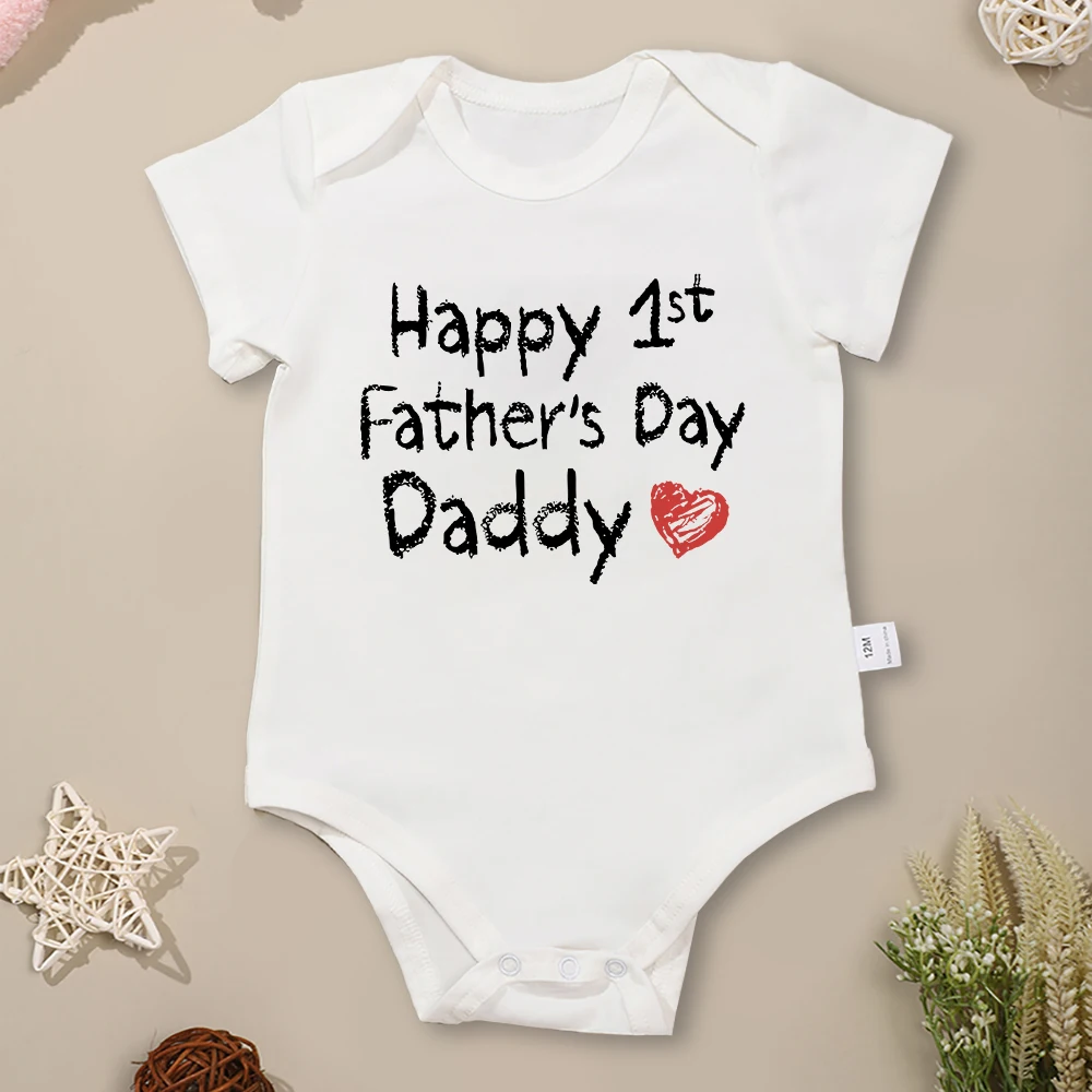 

Happy 1st Father's Day Daddy Baby Girl Clothes Aesthetic Fashion Cotton Infant Onesie Fine Gift Summer Toddler Boy Bodysuit