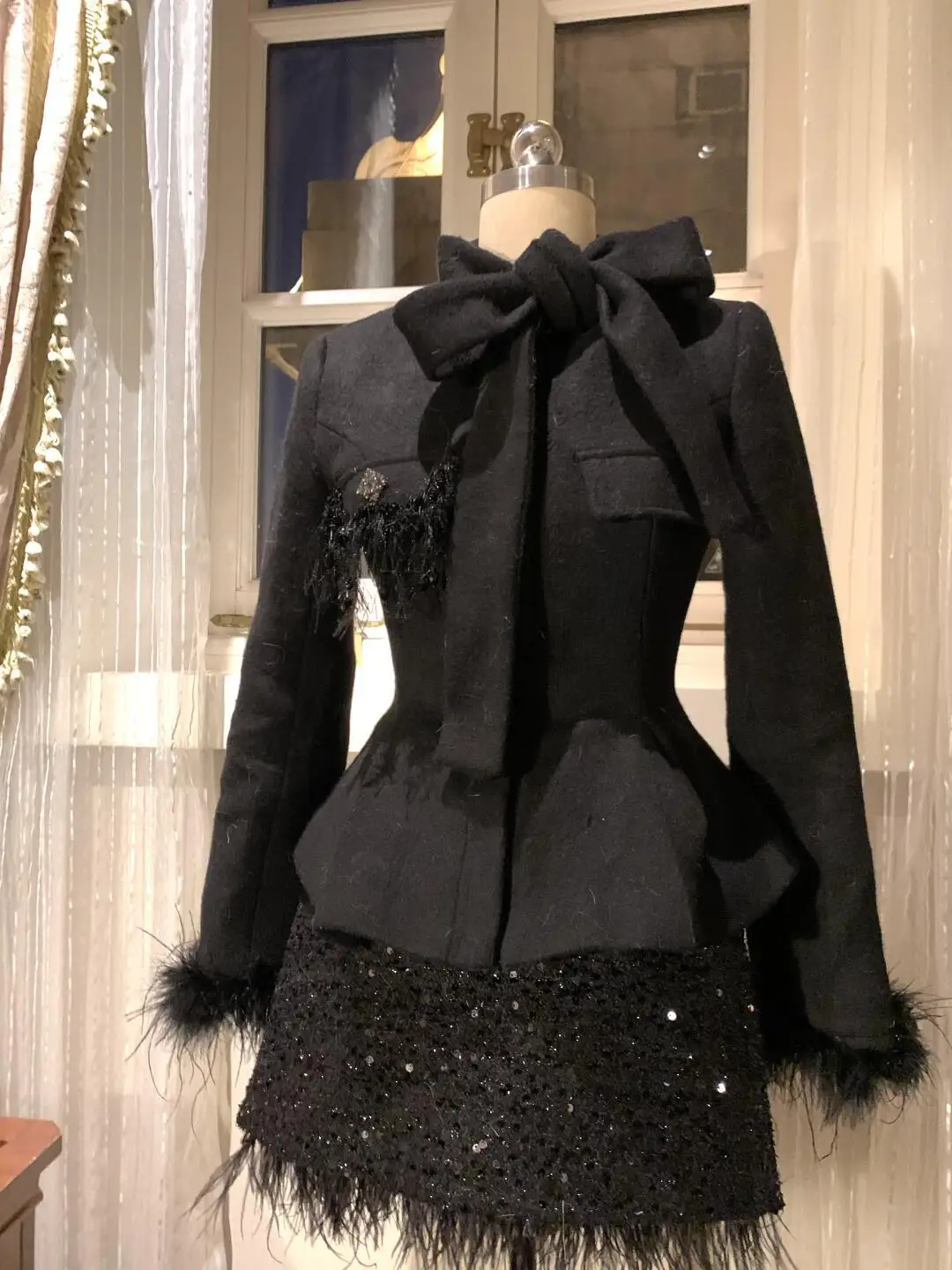 

Осень-зима, французский элегантный костюм, офисное женское винтажное черное тонкое пальто, куртка, эстетические топы Y2k, повседневная мини-юбка, женская