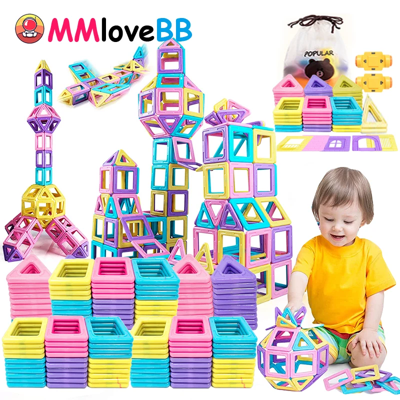 Mini Size Magnetic Construction Set for Children Macaron Color Magnetic Building Blocks for Kids Magnets Toys for Girls