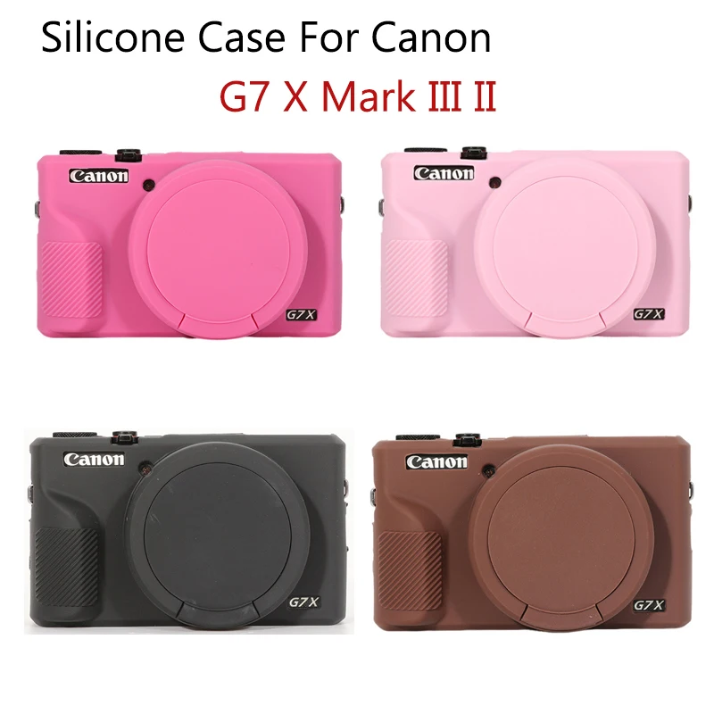 حافظة من السيليكون الناعم للكاميرا لكاميرا Canon G7X Mark III Mark ll حقيبة مطاطية للجسم لـ G7XII G7X2 G7XIII G7X3 مع واقي العدسة