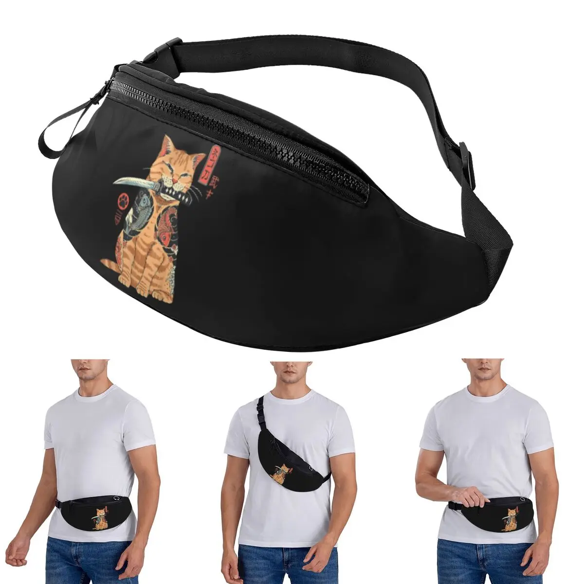 bolsa-de-cintura-crossbody-catana-gatos-retro-samurai-yakuza-titular-das-mulheres-dos-homens-fanny-pacote-viagem-correndo-dinheiro-bolsa-do-telefone