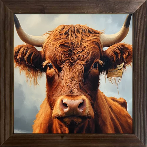 عناصر بقرة لطيفة عالية ومنخفضة على طراز الرسم الزيتي المطبوع الأمريكي، مناسبة لجمع وتزيين المحلات التجارية والغرف #5