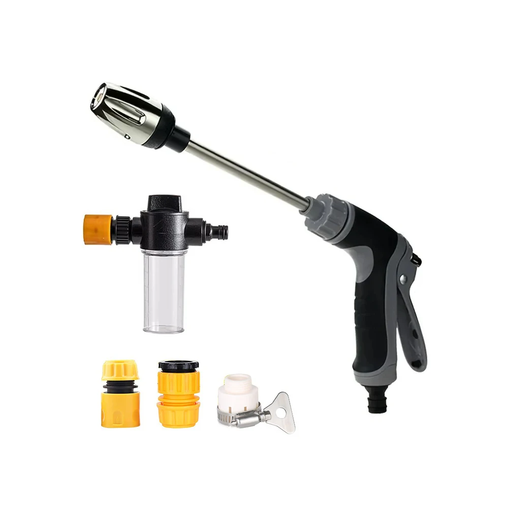 Garden irrigation Water Gun Set, Portable High-pressure Car Wash Water Gun Tool Metal Extension Rod Foam Pot Car Wash Water Gun