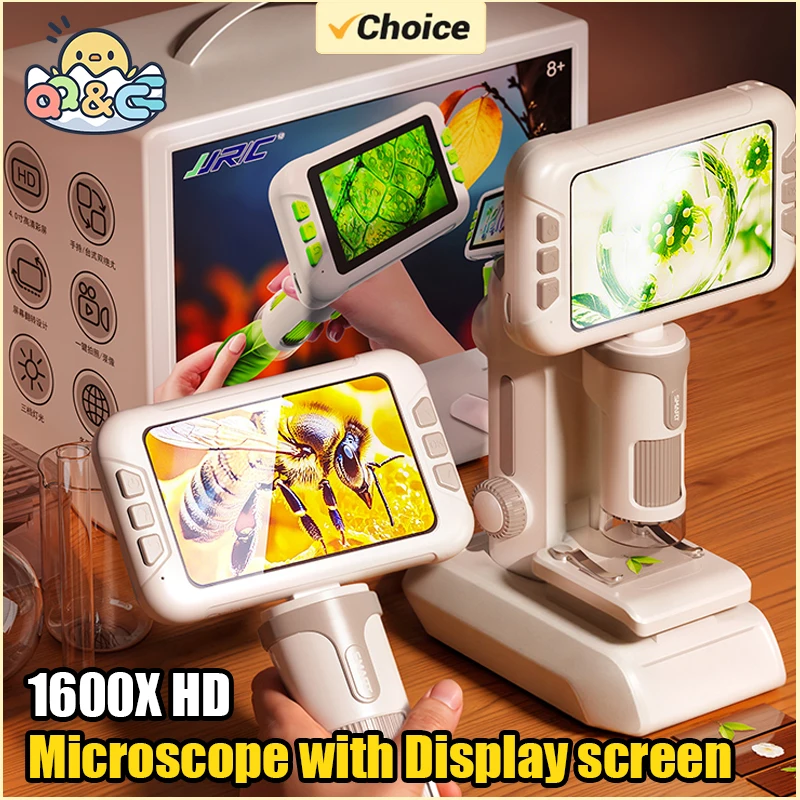 

120-1600X HD Microscope Toy Science Experiment Kit STEM Desktop Handheld Detachable Portable LCD Microscope Telescope Magnifier