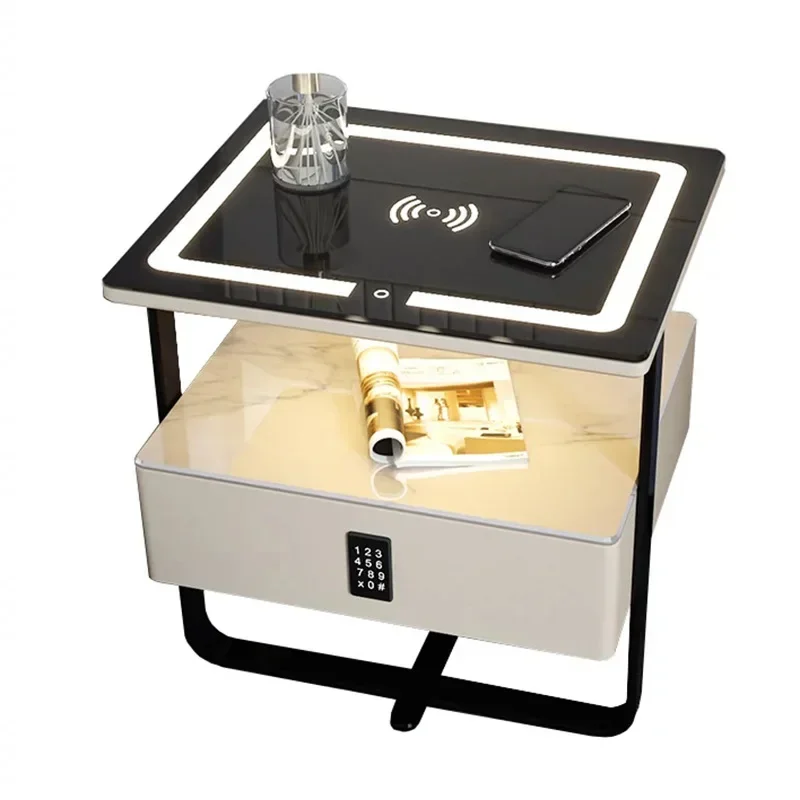 Inteligentny inteligentny stół Cyfrowy kod Szafki nocne Szafki meblowe Sypialnia Bezprzewodowe ładowanie Stolik nocny Luksusowe designerskie stoły