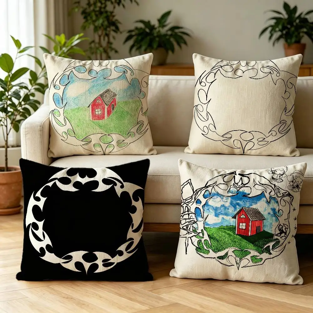 

B-Bladee Crest E-Ecco2K E Double-sided print Pillow Case Cushion Cover Throw Pillow Case For Car Sofa