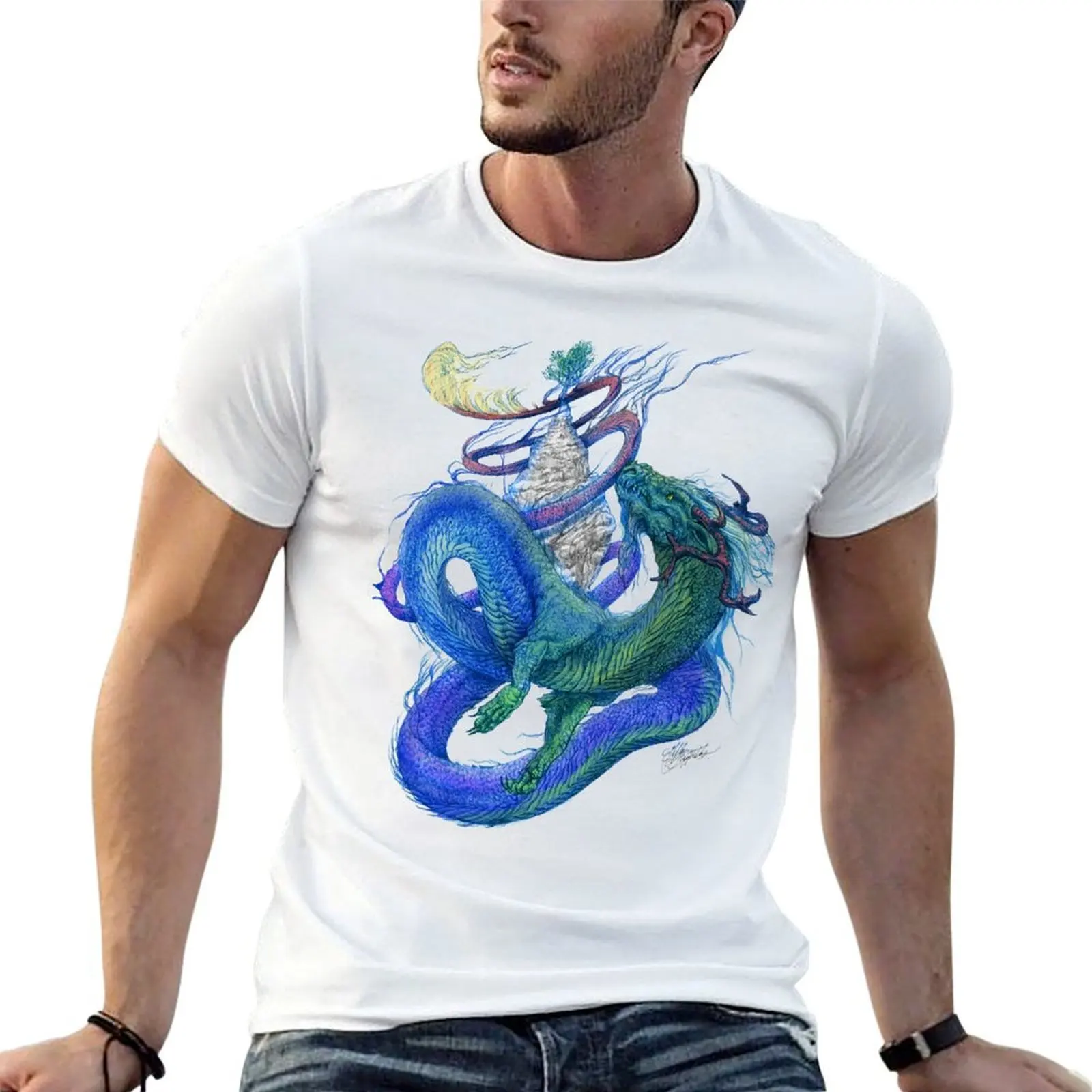 

Colorful Dragon Wrapping T-Shirt t shirts for man graphic tees man graphic t shirt T-Shirt