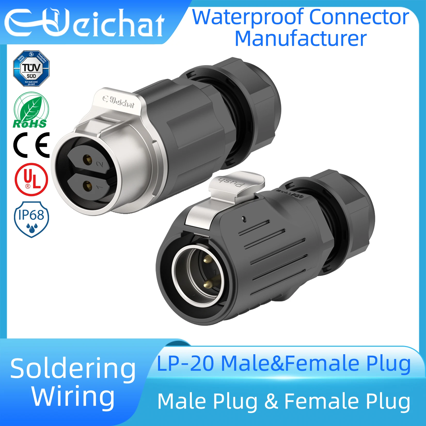 

LP20 Waterproof Connector IP68 Industrial Circular Aviation Electrical Connector M20 2-12 Pin Male & Female Plug