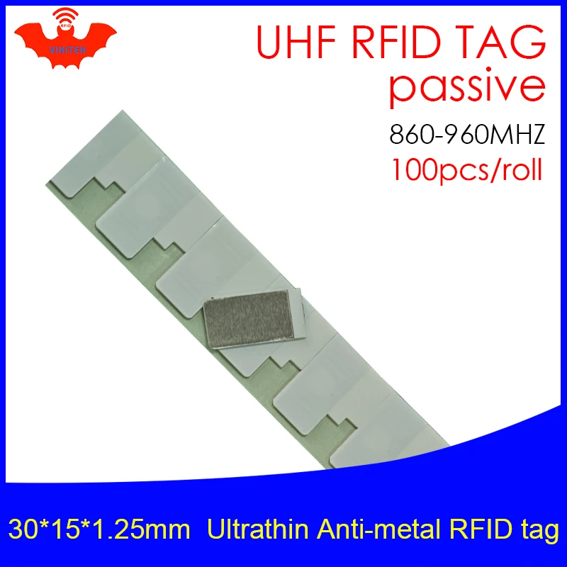 

UHF RFID ultrathin anti metal tag 30*15*1.25mm 915m 868mhz Impinj NXP EPC 100pcs free shipping printable pet passive RFID tags