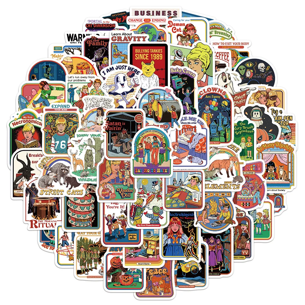 60 uds pegatinas creativas de fantasma Retro fundas decorativas para teléfonos, ordenadores portátiles, tazas de agua, ordenadores, patinetas, pegatinas impermeables