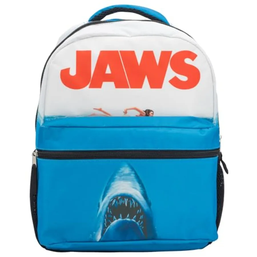 

Movie Poster Backpack, 16 x 12 x 5 Inch, Shark School Bag with Laptop Pocket, 50th Anniversary Edition