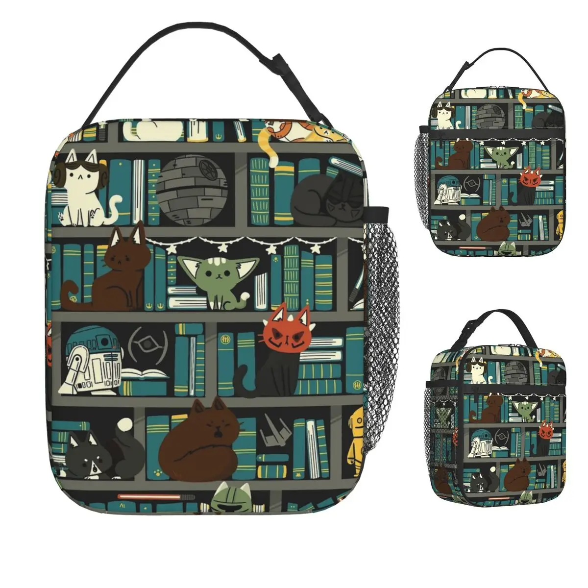 Animals Library Pirnt Lunch Bag For Men Book Lovers Lunch Box Aesthetic Picnic Cooler Bag Portable Oxford Thermal Lunch Bags