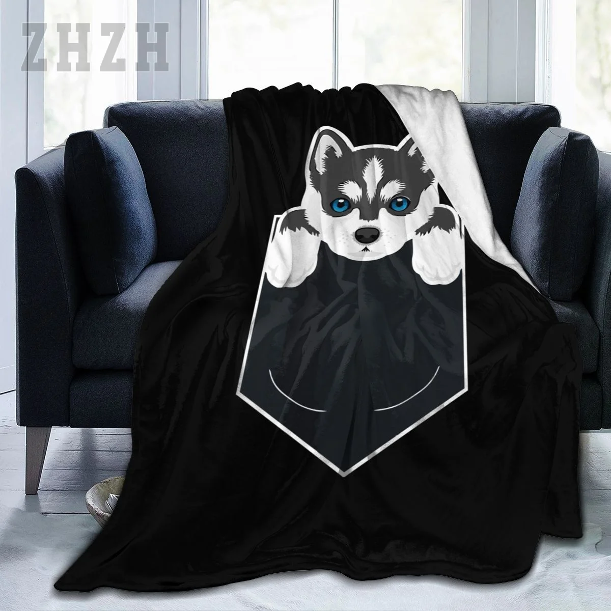 Blanket Siberian Husky In My Pocket Cute Dog Owner Flannel Multifunction Camping Sofa Cover Keep Warm