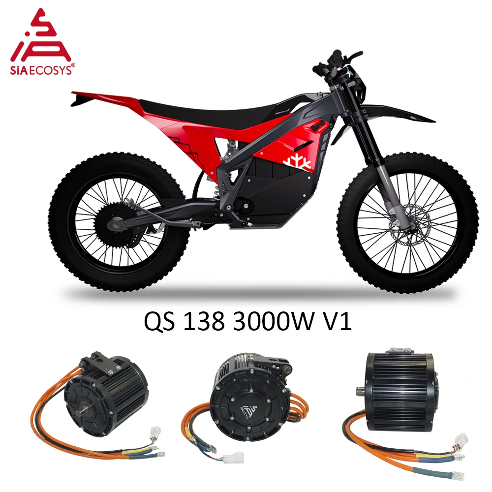 

QS Motor QS138 3000W 70H V1 Mid Drive Motor 72V Electric Motor Engine Spline Shaft with Sprocket for Electric Motorcycle