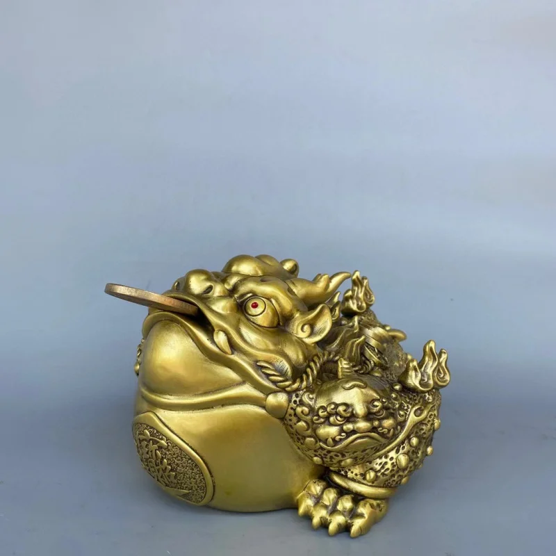 Copper Fortune Rolling Golden Toad Ornaments Brass Three-Footed Toad Living Room Office Decorations Opening and Housewarming Gif