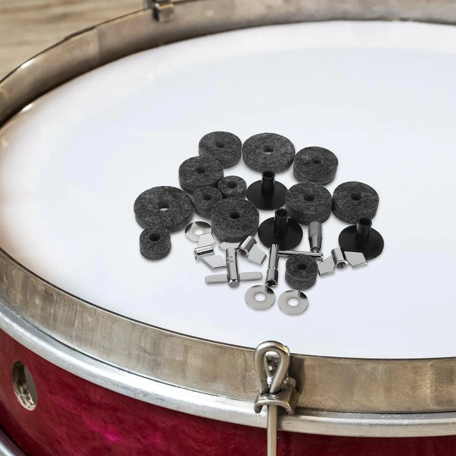 

23 Pcs Drum Set Nuts Cymbal Felt Pad Pads Replacement Parts Sleeve Tubes Stand Key Sleeves Washers Accessory