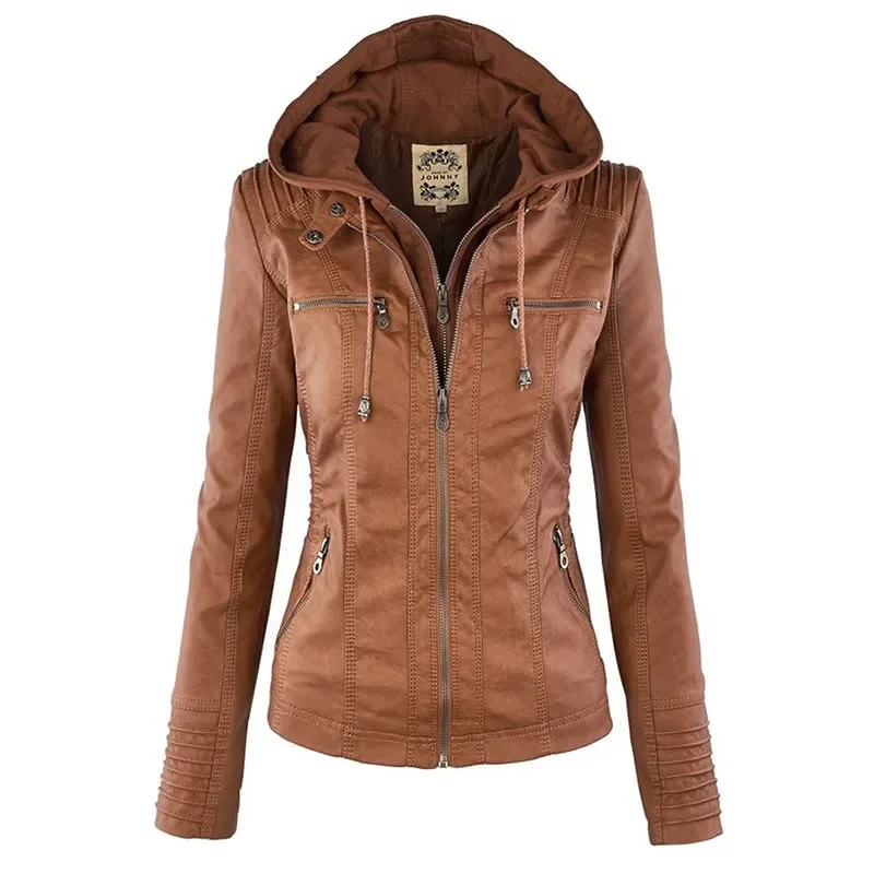 Faux Leather Jacket Women 2024 Basic Jacket Coat Female Winter Motorcycle Jacket PU Leather Zipper Hoodies Outerwear chaqueta