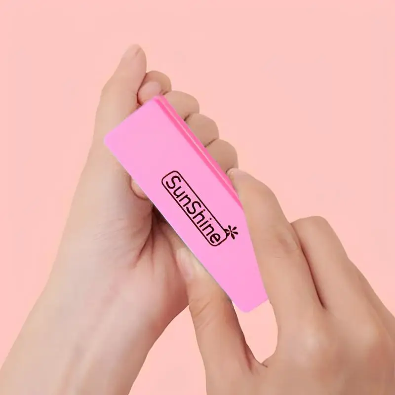 Rectangular Easy-To-Hold Pink Fine Sand Buffer For Nail Buffing Specially Designed Mini Crescent-Shaped Nail File Manicure Use