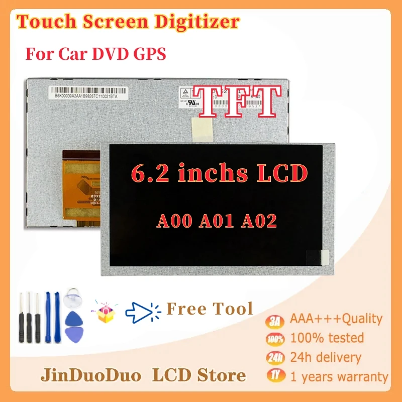 Original 6.2 inch LCD screen HSD062IDW1 A00 A01 A02 With touch screen for DVD Car GPS navigation Free Shipping with Tool