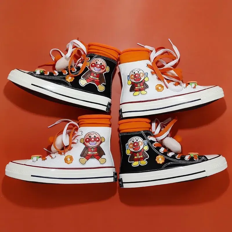 Sanrio Anime Kuromi Lolita High Top Flats Canvas Shoes Couple Student Sneakers Women Trend Graffiti Hand Paint Cute Casual Shoes