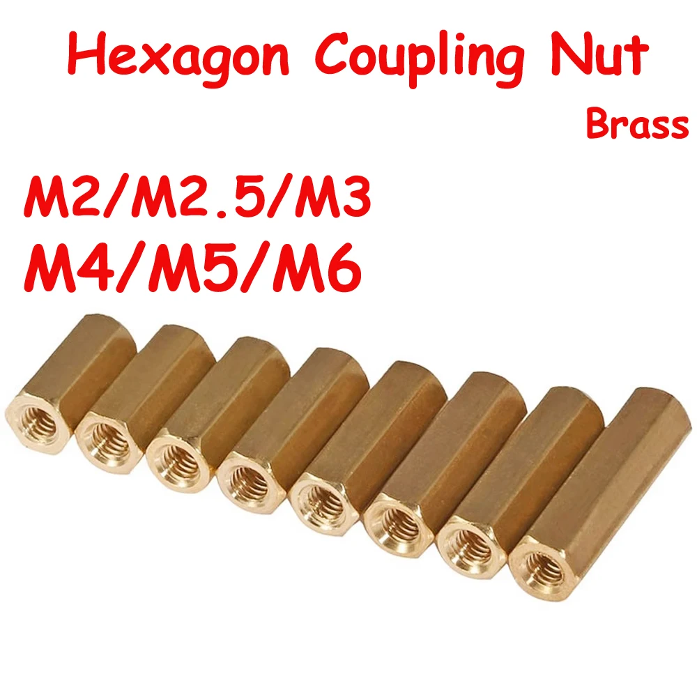 

Hexagon Coupling Long Nuts M2 M2.5 M3 M4 M5 M6 Coarse Thread Brass Hex Male To Female Standoff Pillar Stud Mount Spacer