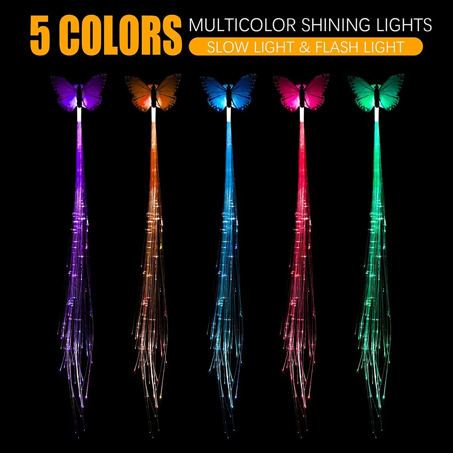 15PCS Led Light Up Fairy Hair Accessories Braid Extension Clips for Women Girls Party Favors Supplies Wig for Christmas Birthday