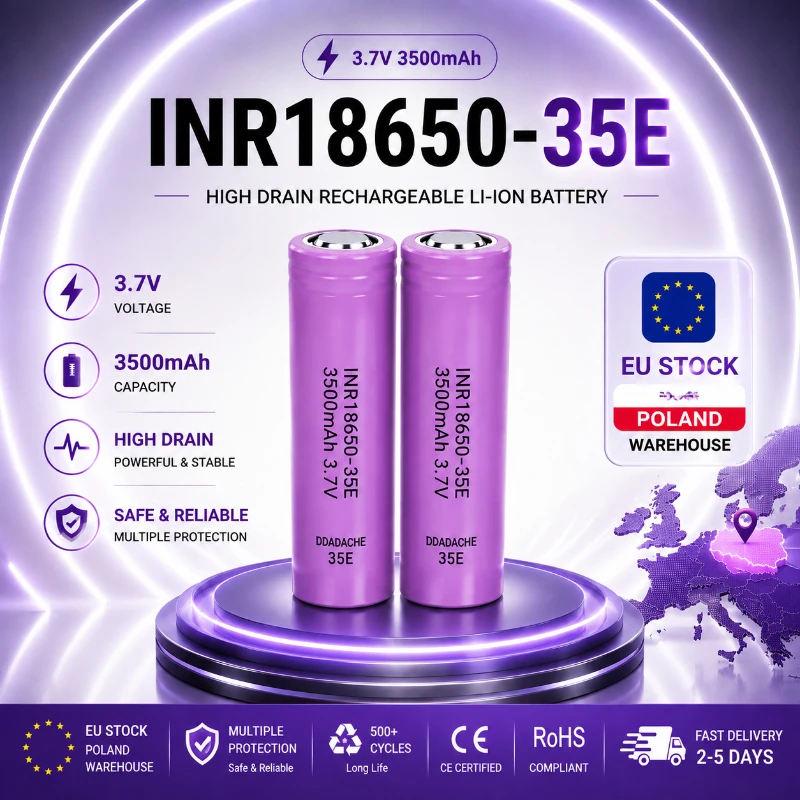 Batteria ricaricabile INR18650-35E 18650 di alta qualità, 3,7 V, 3500 mAh, cella agli ioni di litio, con capacità reale, prestazioni elevate, protezioni multiple e oltre 500 cicli di vita, ideale per
