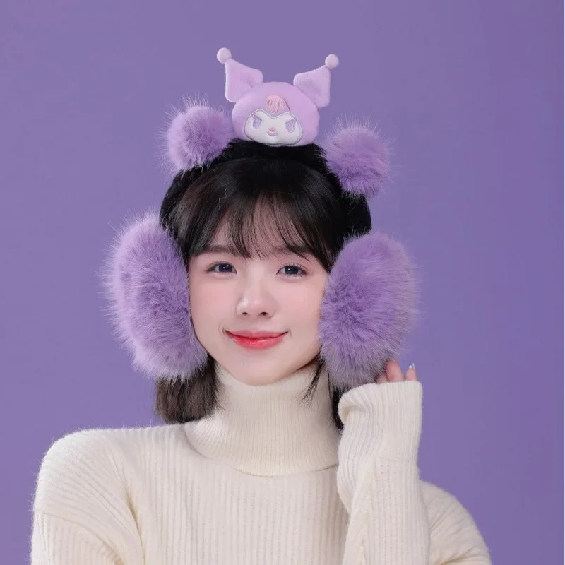 

Hello Kitty Cinnamoroll Anime Kawaii Warm Earmuffs Cute Cartoon Sanrio Ins My Melody Thickened Velvet Ear Warmer Gifts for Kids